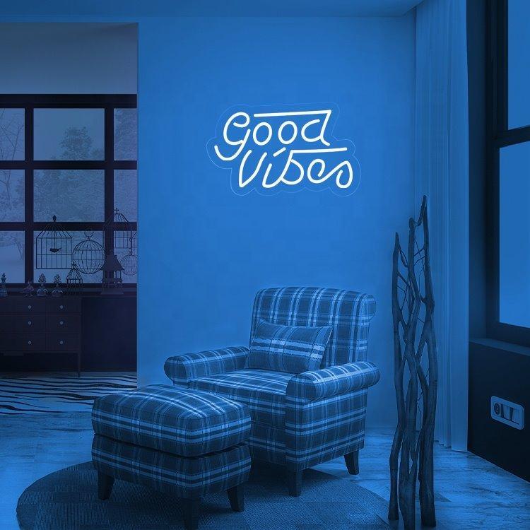 Персонализированная LED неоновая вывеска "Good vibes" для декора спальни (арт. 13121055)