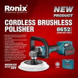 Полировальная машина Ronix 8652, аккумуляторная, бесщеточная, 180 мм, 20V, для авто (арт. 3112769)