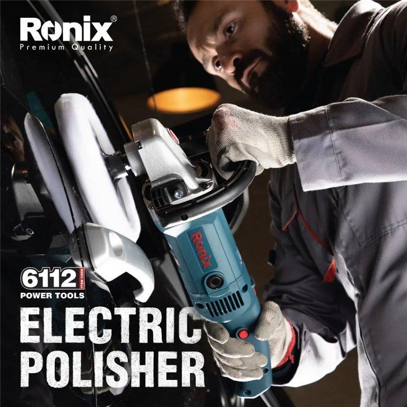 Индустриальная мини-роторная полировальная машина Ronix 6112, 6 скоростей, с ручкой, для авто (арт. 25-18031124)