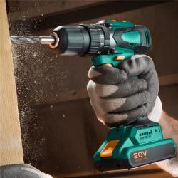 Бесщеточная ударная дрель Ronix, 20V, 13 мм, 45N·m, набор инструментов (арт. 25-18031141)