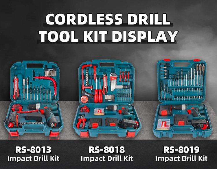 Набор инструментов Ronix RS-8013, аккумуляторная дрель-шуруповерт, универсальный комплект (арт. 25-18031167)