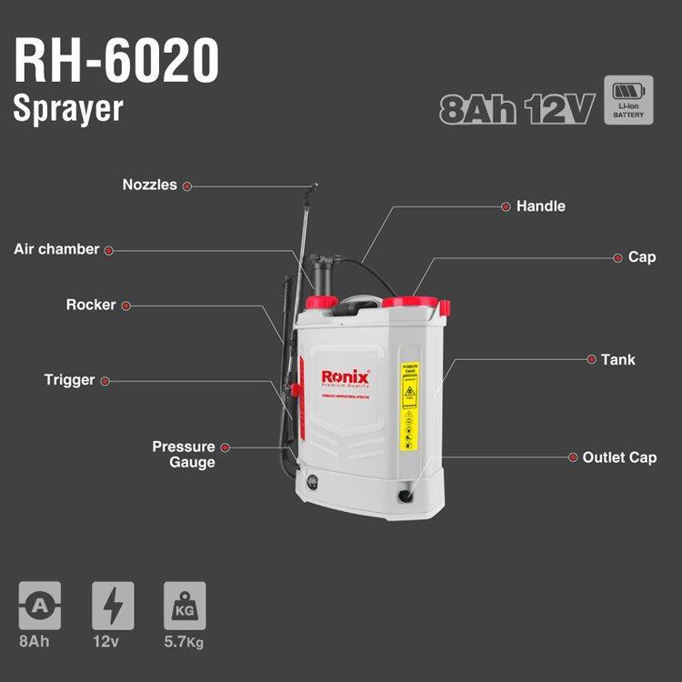 Аккумуляторный опрыскиватель Ronix RH-6020, компактный, удобный в использовании (арт. 25-18031188)