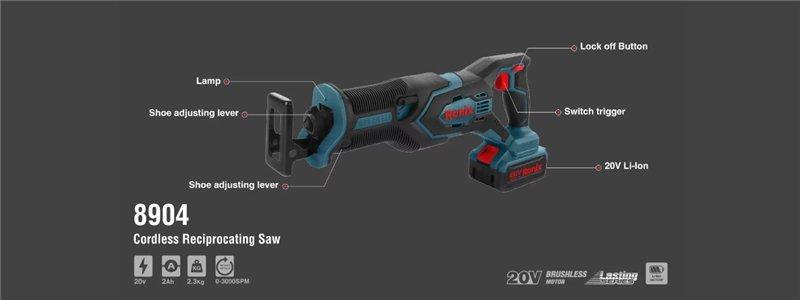 Аккумуляторная сабельная пила Ronix 8904, 20V, бесщеточная, портативная, для обрезки веток (арт. 25-18031224)