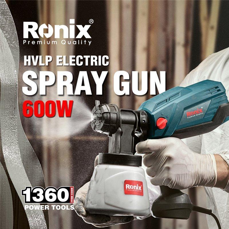 Электрический краскопульт Ronix HVLP, 1000 мл, 600 Вт, мощный сопло (арт. 25-18031264)
