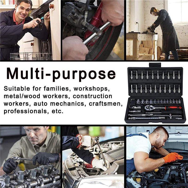 Набор торцевых ключей Ronix, 46 предметов, 1/2 и 1/4 дюйма, для авто и ремонта (арт. 25-18031265)