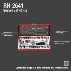 Набор головок Ronix, 12/24/40 предметов, профессиональный, для ремонта автомобилей (арт. 25-18031309)