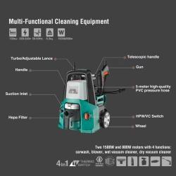 Аппарат высокого давления Ronix, 1500 Вт, 130 бар, 4-в-1, многофункциональный (арт. 25-18031461)