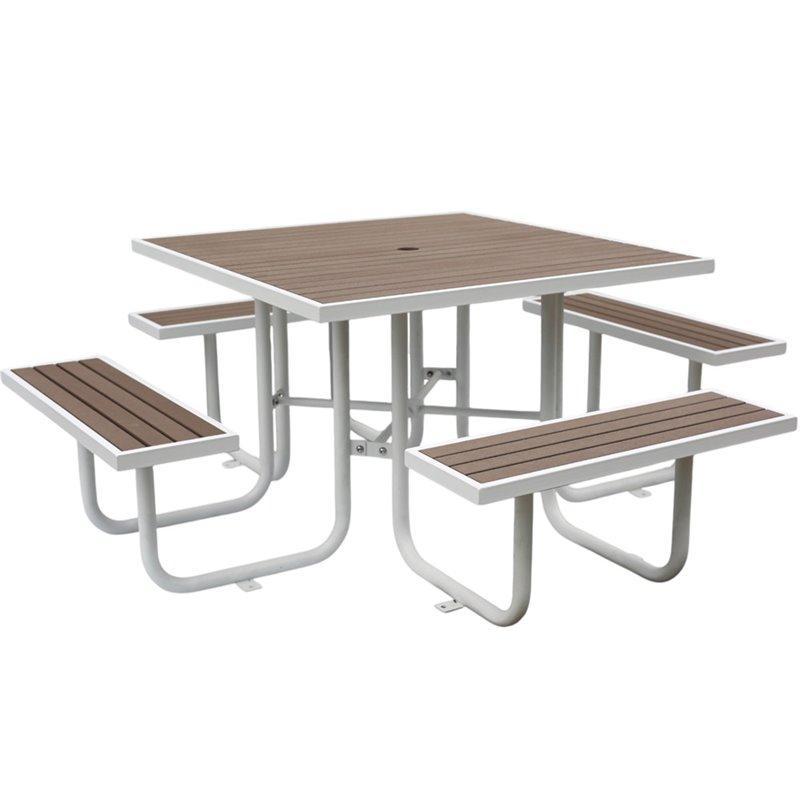 Квадратный стол для пикника, 46 дюймов, деревянный, без необходимости ухода, для детских площадок (арт. 3112454)