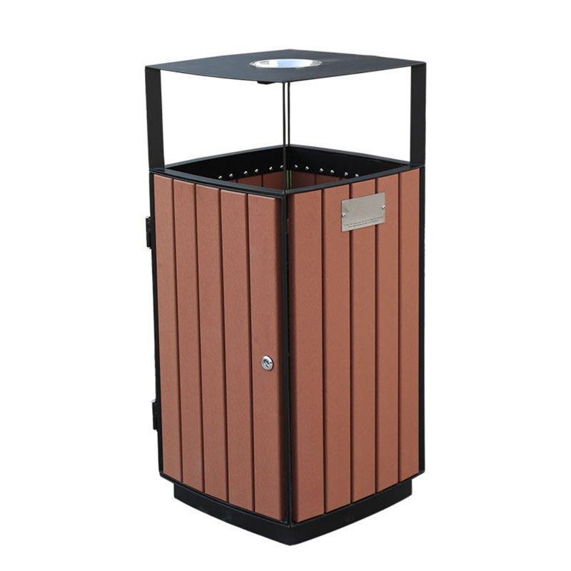 Декоративный квадратный мусорный бак с крышкой, деревянный, для общественных мест (арт. 3112477)