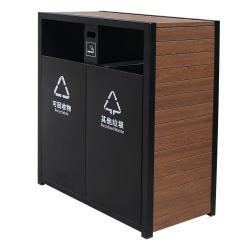 Уличная урна с двумя отделениями, из древесно-полимерного композита, для парка и улицы (арт. 3112432)