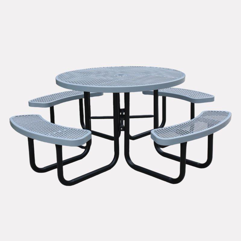 Круглый металлический стол для пикника, переносной, с скамьями, для ресторанов и школ (арт. 3112457)