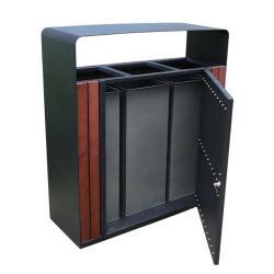 Большая урна на 3 секции, деревянная, для общественных зданий и улиц (арт. 3112483)