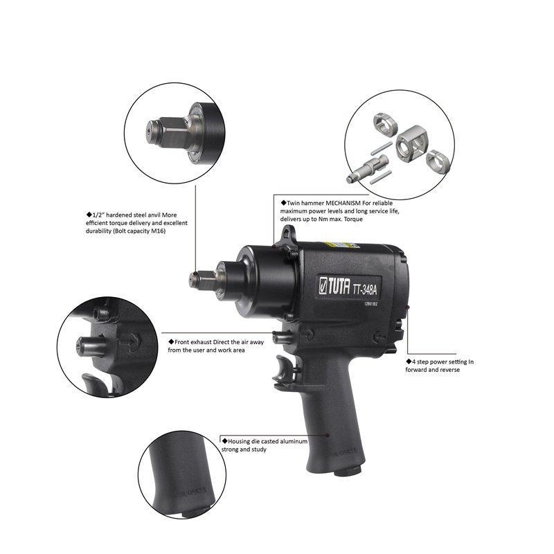 Промышленный ударный гайковёрт 1/2, пневматический, двойной молот (25-20051535)