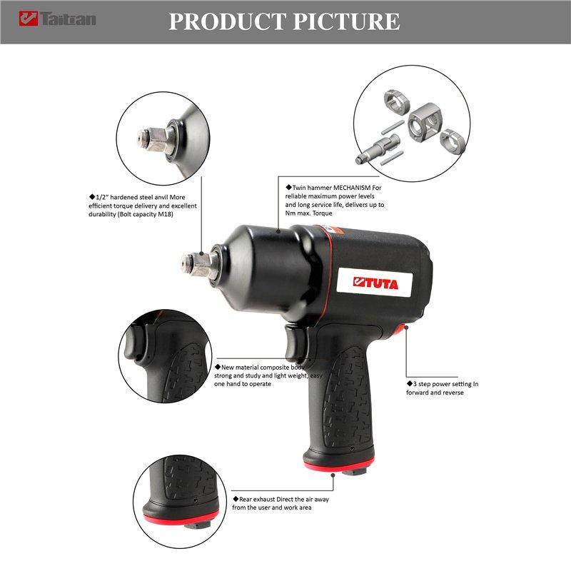 Композитный ударный гайковёрт TAITIAN 1/2, двойной молот, 7000 об/мин (25-20051540)