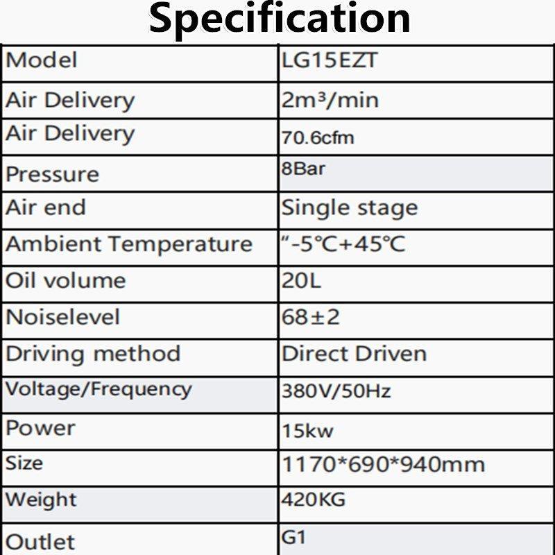 Воздушный компрессор 15 кВт/20 л.с. ротационный винтовой 380 В 50 Гц (арт. 25-19062549)