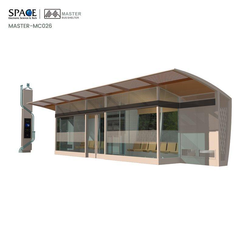 Автобусная остановка из алюминиевого сплава с кондиционером, электронным дисплеем, световыми коробами (арт. 25-3071758)