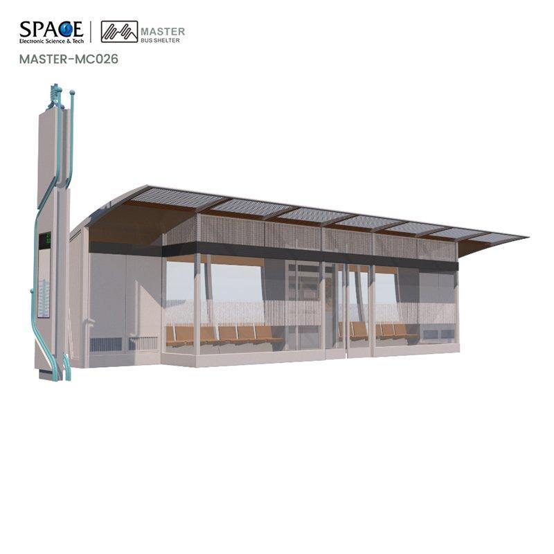 Автобусная остановка из алюминиевого сплава с кондиционером, электронным дисплеем, световыми коробами (арт. 25-3071758)