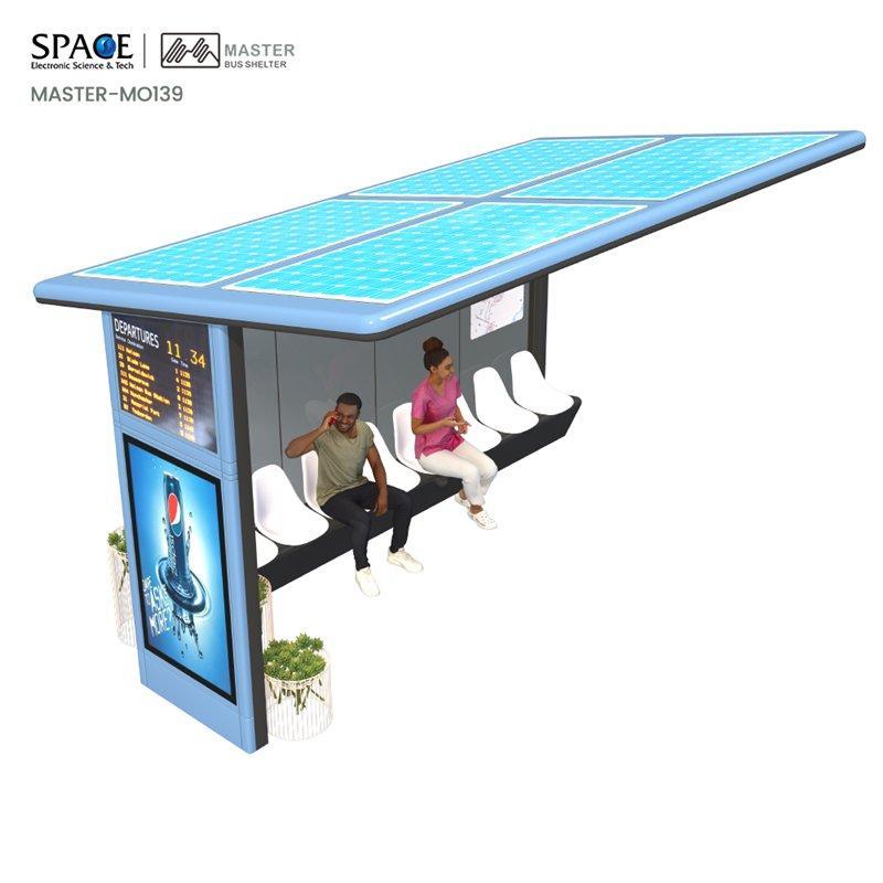 Автобусная остановка с киоском-скамьей из алюминиевого профиля и рекламными световыми коробами (арт. 25-3071774)