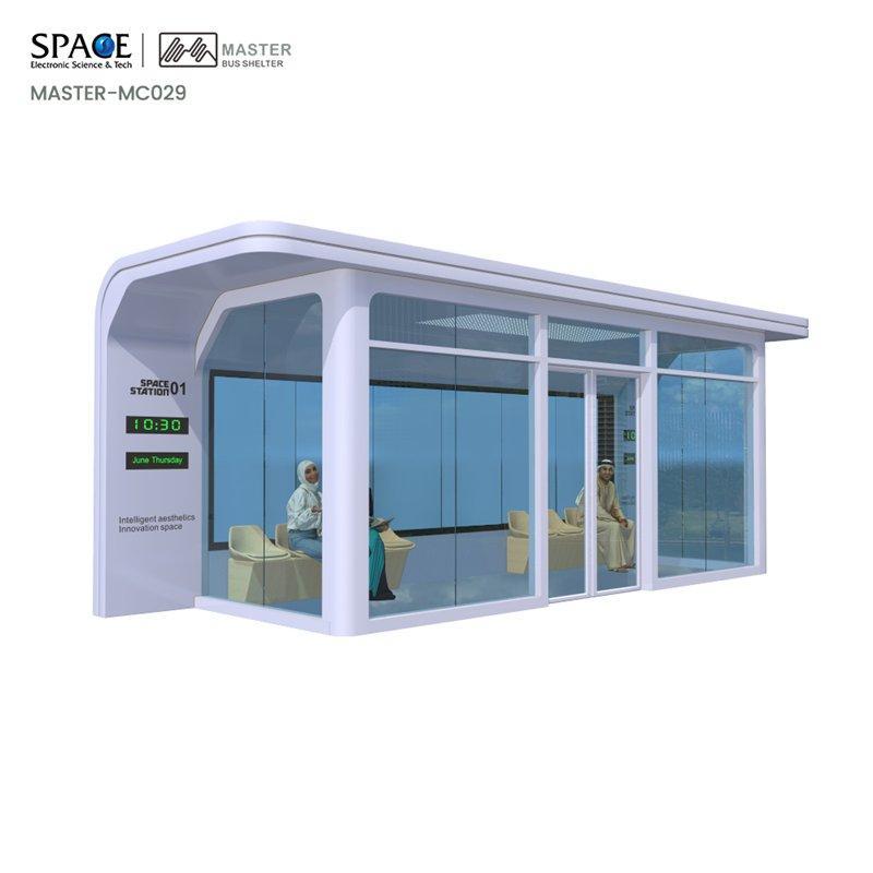 Облицовка из закаленного стекла для автобусной остановки с кондиционером и панелью для карты (арт. 25-3071775)
