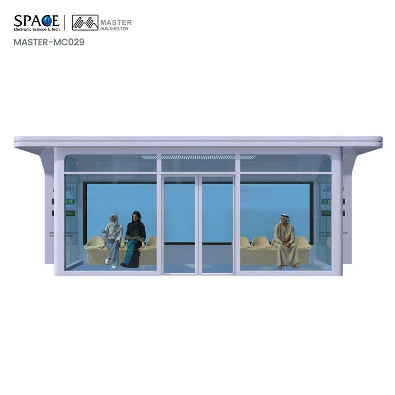 Облицовка из закаленного стекла для автобусной остановки с кондиционером и панелью для карты (арт. 25-3071775)