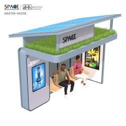 Автобусная остановка из зеленой стали с LED-панелью для рекламы (арт. 25-3071776)