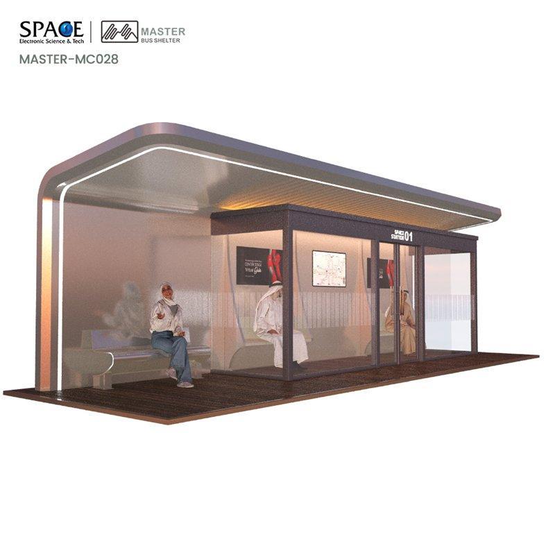 Автобусная остановка с рекламным лайтбоксом, алюминиевая, современная (арт. 25-3071778)