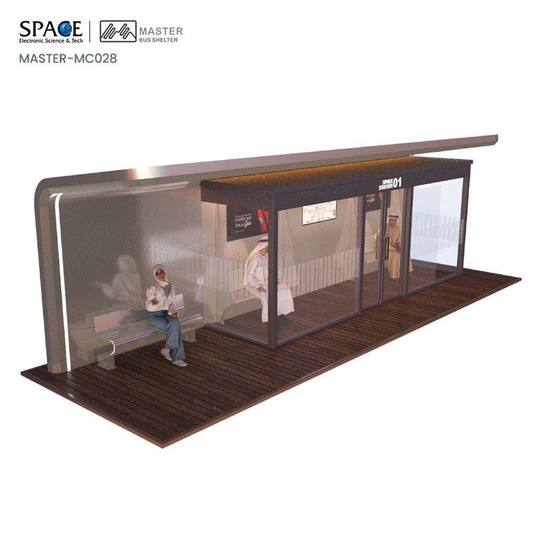 Автобусная остановка с рекламным лайтбоксом, алюминиевая, современная (арт. 25-3071778)