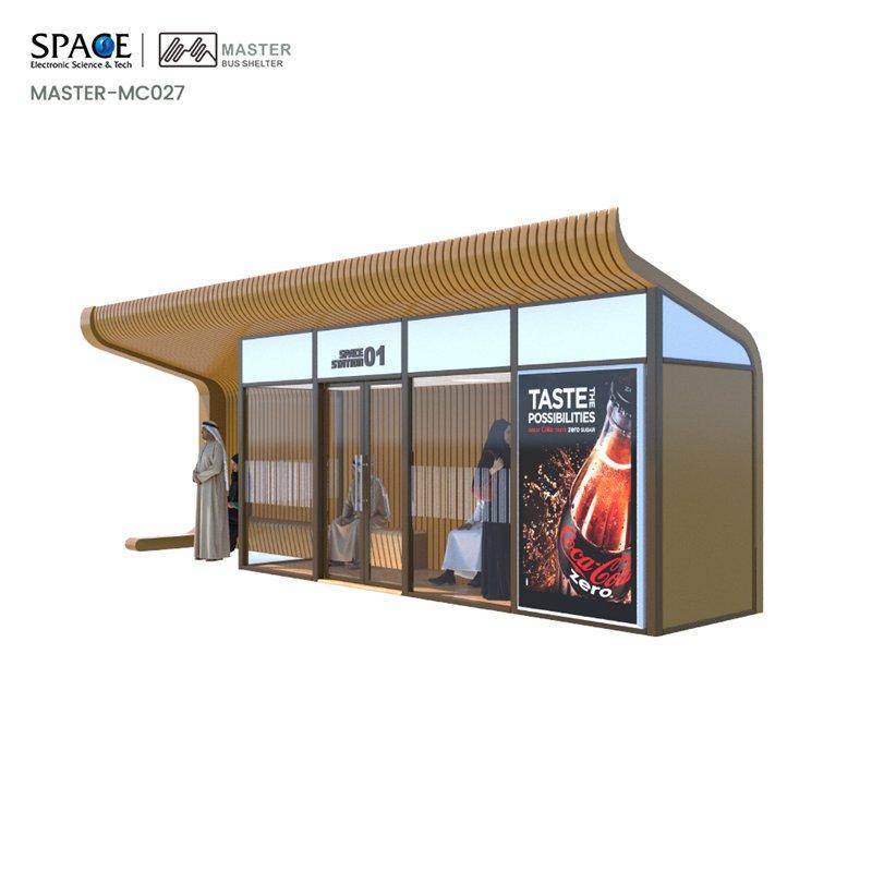 Автобусная остановка из алюминия с подсвечиваемым рекламным коробом (арт. 25-3071779)