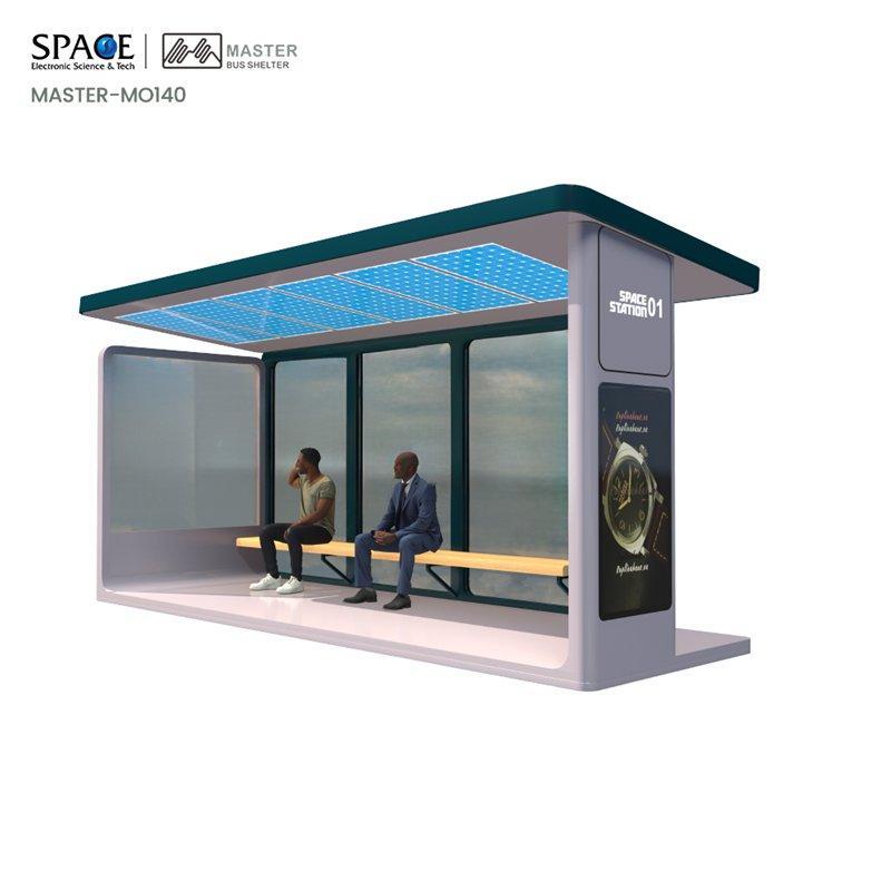 Автобусная остановка современным дизайном и стильными рекламными световыми коробами (арт. 25-3071781)