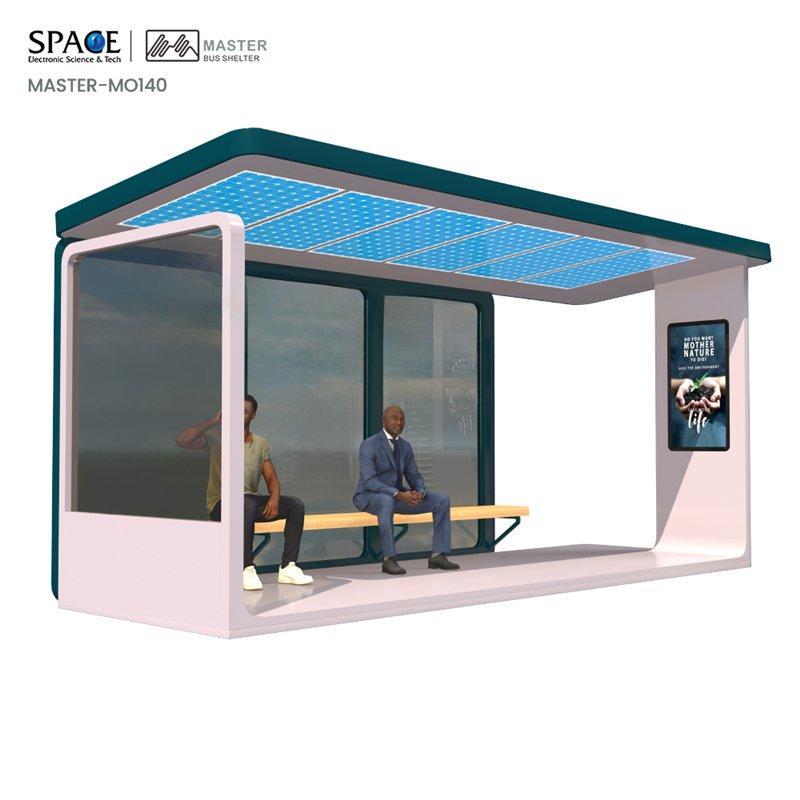 Автобусная остановка современным дизайном и стильными рекламными световыми коробами (арт. 25-3071781)