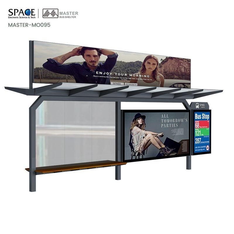 Уличная мебель современного дизайна для автобусной остановки с рекламным световым коробом (арт. 25-3071792)