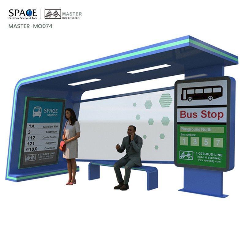 Автобусная остановка с алюминиевой рамой на солнечной батарее и навесом из нержавеющей стали (арт. 25-3071797)