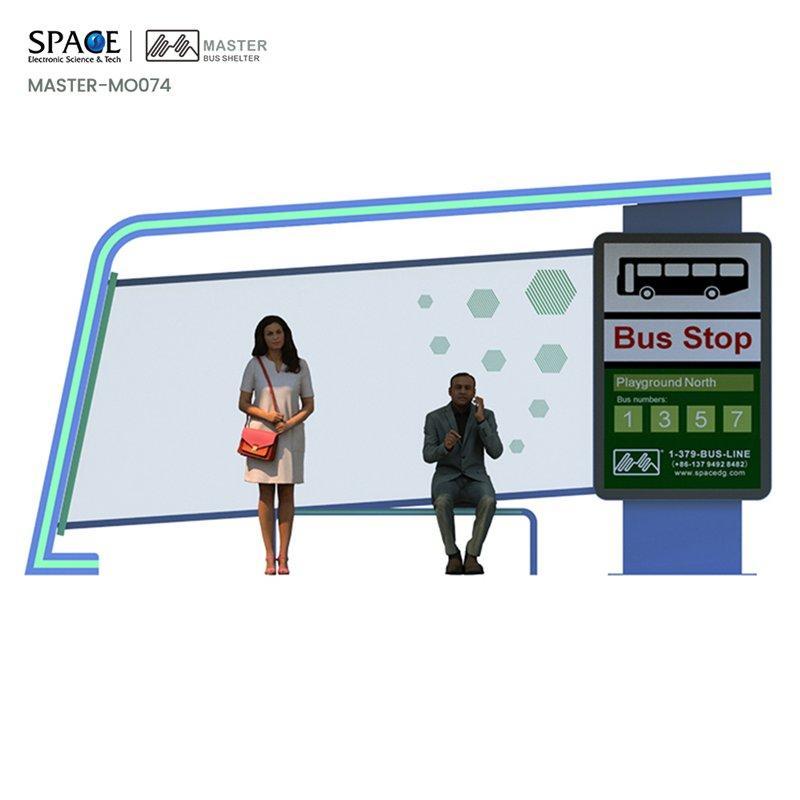 Автобусная остановка с алюминиевой рамой на солнечной батарее и навесом из нержавеющей стали (арт. 25-3071797)