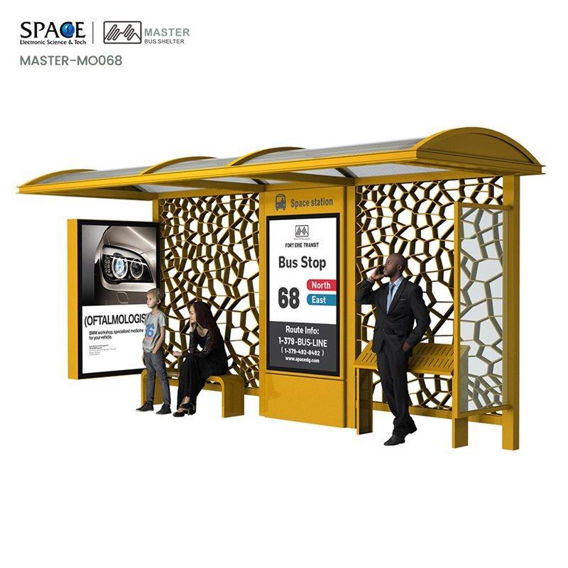 Автобусная остановка из нержавеющей стали и алюминиевого сплава с рекламным световым коробом (арт. 25-3071799)
