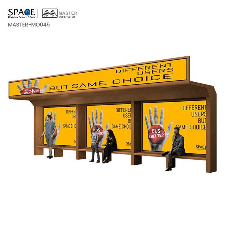 Рекламная автобусная остановка из алюминия и стали с рекламным щитом и навесом для ожидания (арт. 25-3071820)