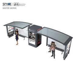 Автобусная остановка открытого типа с алюминиевой рекламной световой коробкой и скамейкой (арт. 25-3071821)