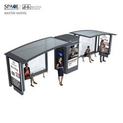 Автобусная остановка открытого типа с алюминиевой рекламной световой коробкой и скамейкой (арт. 25-3071821)