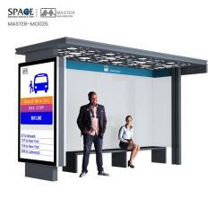 Автобусный киоск с информационным знаком и местом для отдыха на автобусной остановке (арт. 25-3071828)