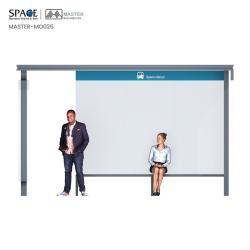 Автобусный киоск с информационным знаком и местом для отдыха на автобусной остановке (арт. 25-3071828)