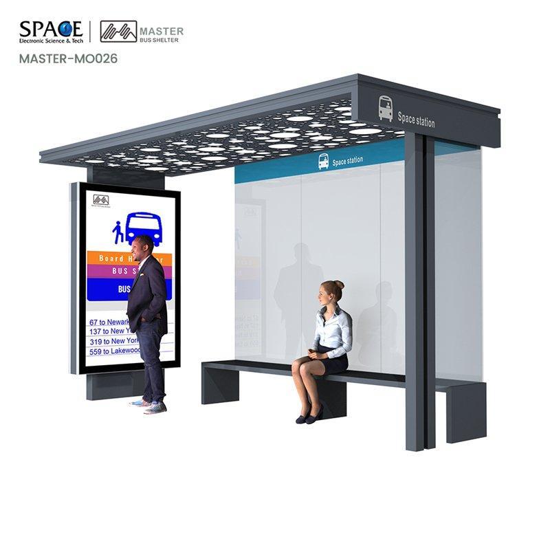 Автобусный киоск с информационным знаком и местом для отдыха на автобусной остановке (арт. 25-3071828)