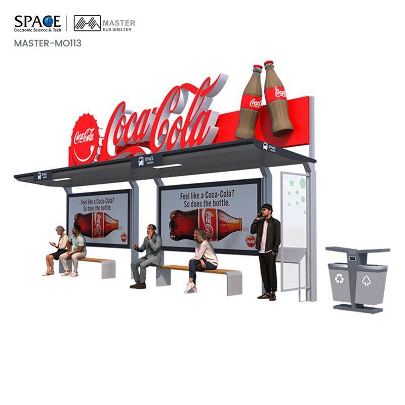 Световая реклама для автобусных остановок с мусорным баком из прочной стальной конструкции (арт. 25-3071829)