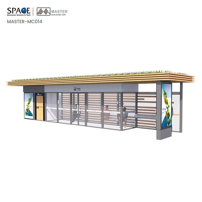 Автобусная остановка с кондиционером, прямоугольный дизайн, закрытая, индивидуальная (арт. 25-3071845)