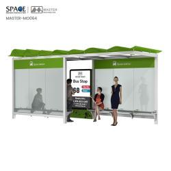 Автобусная остановка с LED световым коробом, стальная конструкция, алюминиевая рама, скамейка в комплекте (арт. 25-3071846)