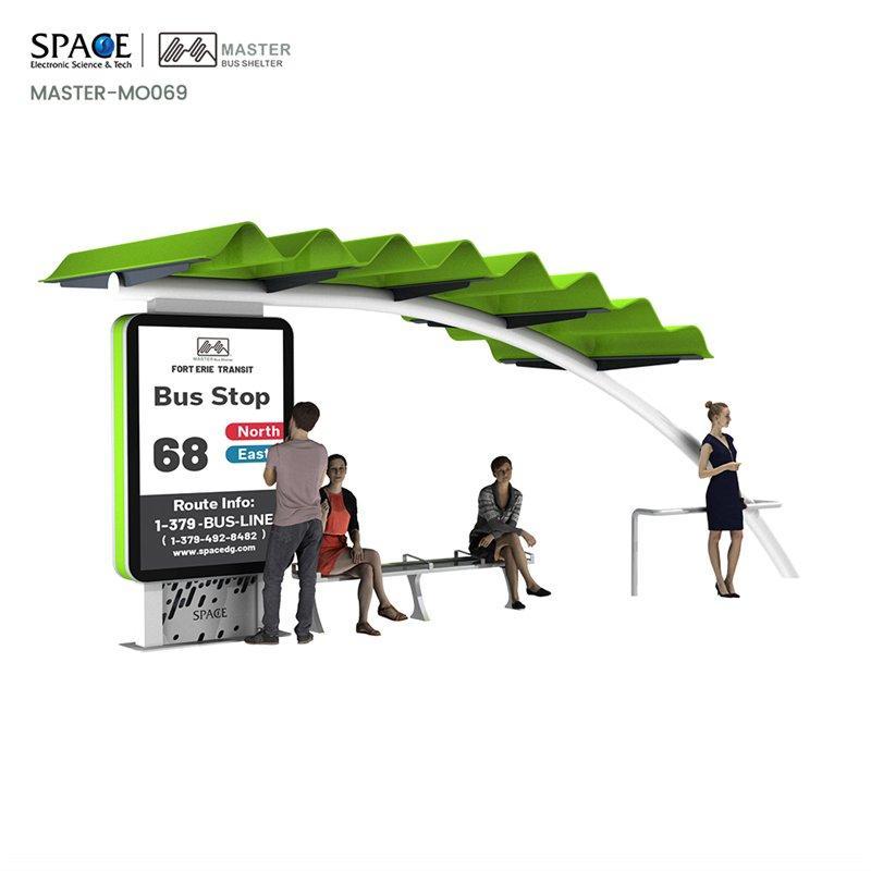 Автобусная остановка из нержавеющей стали прямоугольной формы с LED-подсветкой (арт. 25-3071847)