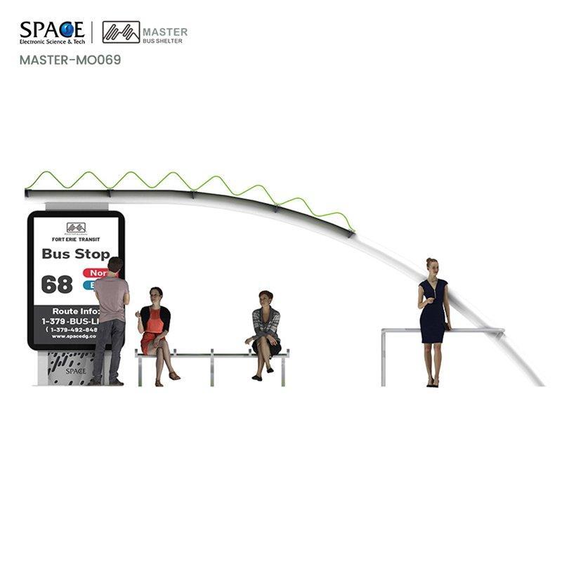 Автобусная остановка из нержавеющей стали прямоугольной формы с LED-подсветкой (арт. 25-3071847)