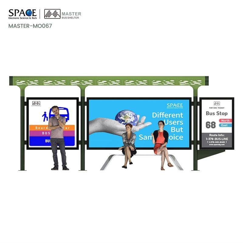 Алюминиевая автобусная остановка с прямоугольной формой и индивидуальным размером рекламного щита (арт. 25-3071857)