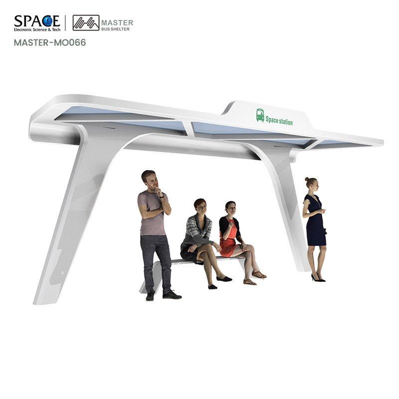 Автобусная остановка с LED-информацией, алюминиевая, прямоугольная форма (арт. 25-3071863)