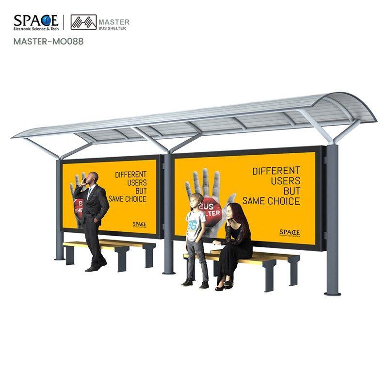 Автобусная остановка открытого типа с алюминиевой рамой и стальным материалом (арт. 25-3071865)