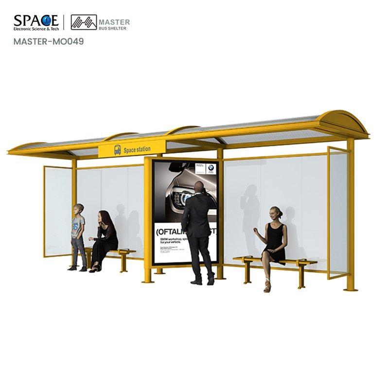 Автобусная остановка с солнечной батареей, оцинкованной сталью, светодиодным освещением и рекламным экраном (арт. 25-3071868)