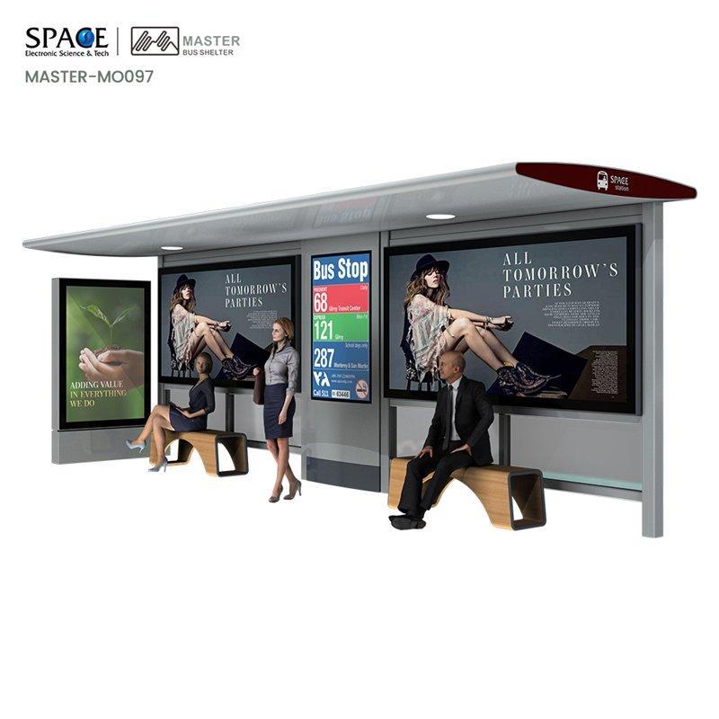 Остановка автобусная с LED-рекламой, стальной световой короб, современный дизайн (арт. 25-3071871)